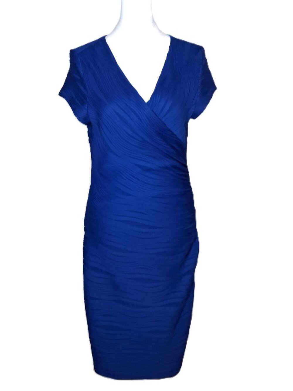 Joseph Ribkoff Royal Blue Textured Wave Crinkle Sheath Dress